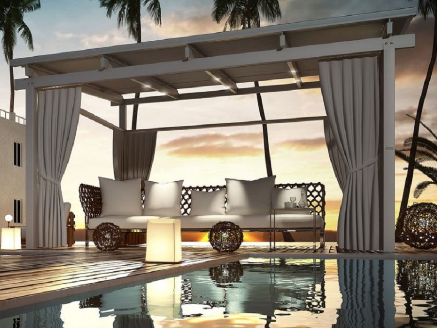 PERGOLA FRANGISOLE BIOCLIMATICA A LAMELLE ORIENTABILI AUTOPORTANTE ECLISSI